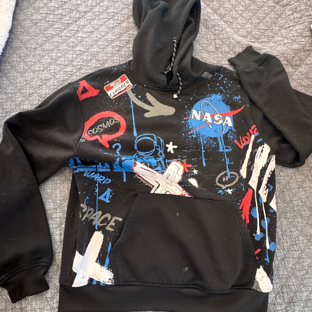South Pole Black and Blue Space-Themed Hoodie